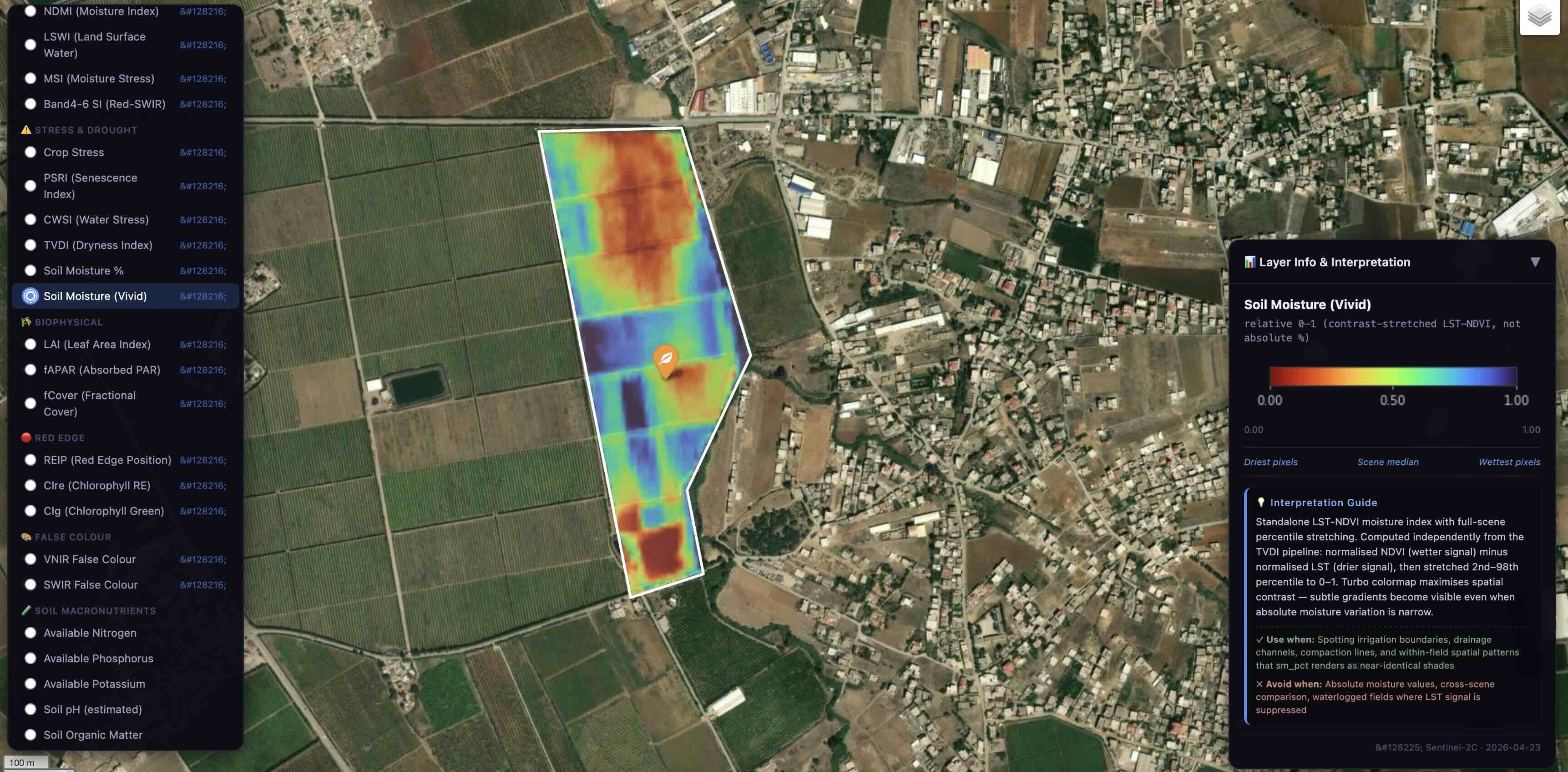 Soil moisture map
